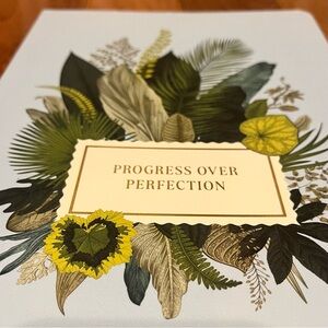 James Burke Lined Notebook “Progress over Perfection” 7”x10” Leaf Pattern